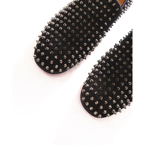 $1,395 LOUBOUTIN - Black Suede Dandelion Spikes Loafers - US 11.5 (44.5EU)